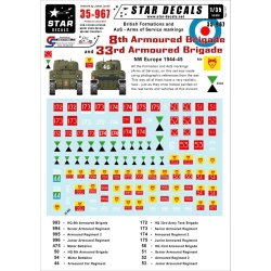 Star Decals, 35-967 British 8th & 33rd Armoured Brigade. Formations , SCALE 1/35