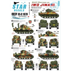 Star Decals, 35-C1078 M4A3 Sherman on Iwo Jima. 4th and 5th Tank Ba , SCALE 1/35