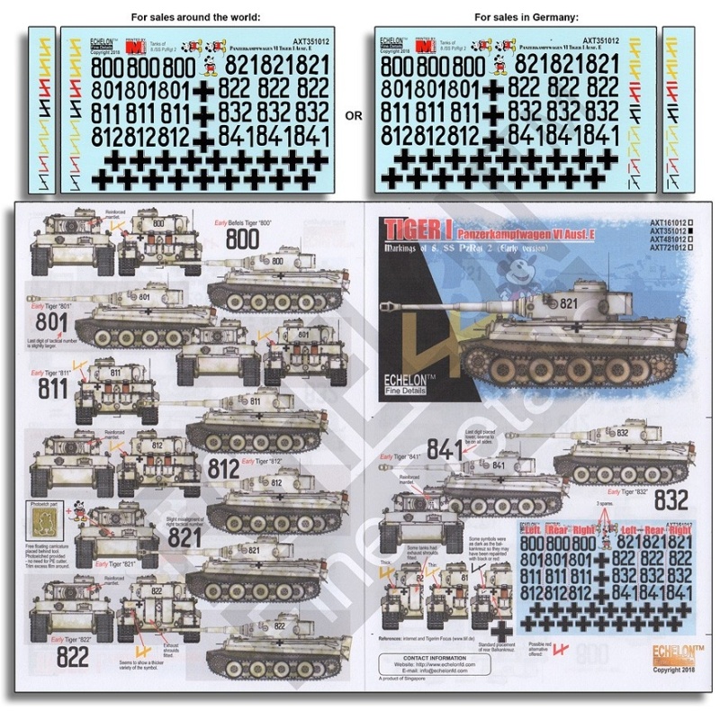 ECHELON FD AXT351012, 1/35 Decals for 8. SS-Pz.Rgt. 2 Tiger Is