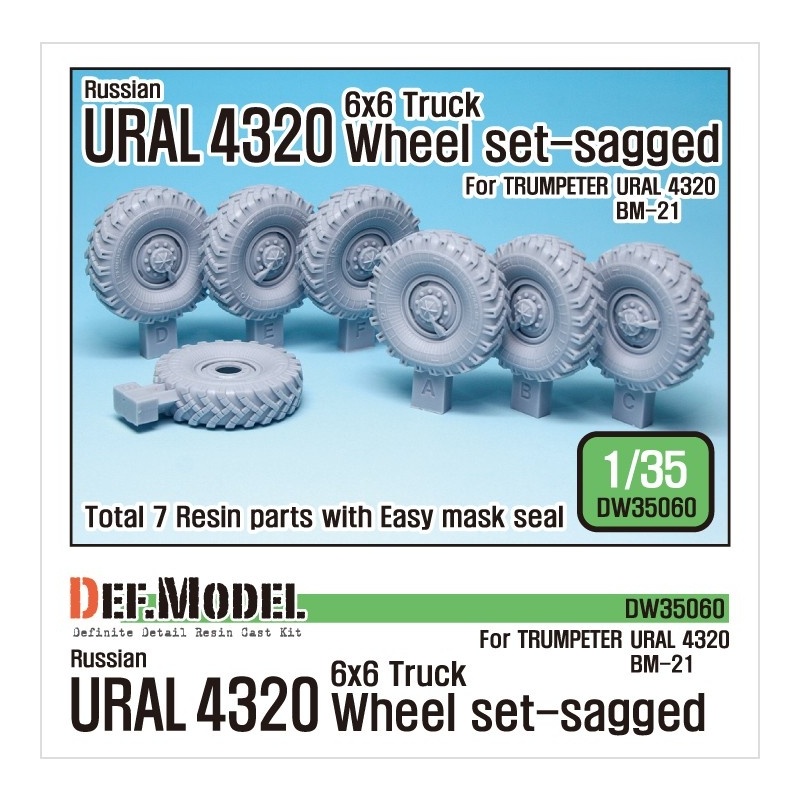 DEF. MODEL, URAL 4320 Truck Sagged Wheel set, DW35060, 1:35