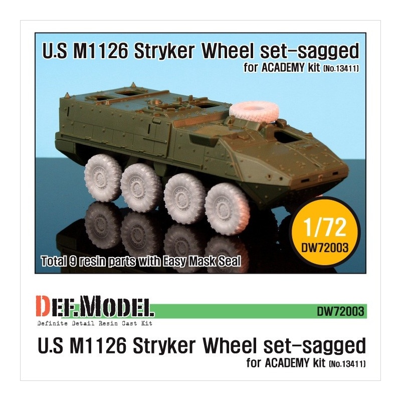 DEF. MODEL, M1126 Stryker Sagged Wheel set (for ACADEMY/Trumpete), DW72003, 1:72