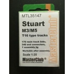 Metal track links for M3/M5 Stuart T16 with new rubber pads, MTL35147, MasterClub, 1:35