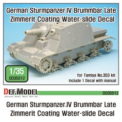 DEF.MODEL, DD35012, Sturmpanzer.IV Brummbar late Zimmerit Decal set , 1:35