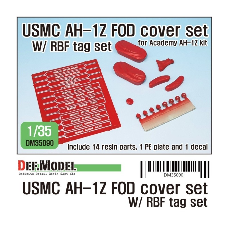 DEF. MODEL ,DM35090, USMC AH-1Z FOD cover w/ RBF tag set for 1/35 AH-1Z Vi ,1:35