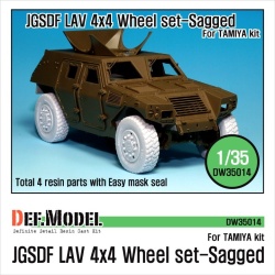 DEF.MODEL, DW35014, JGSDF LAV 4x4 Sagged Wheel set (for Tamiya 1/35) , 1:35