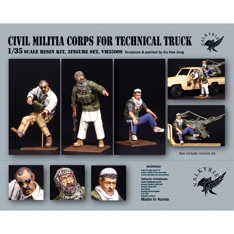 VALKYRIE MINIATURES, VM35009, Civil Militia Corps for Technical Truck (3 Figures) in scale 1:35
