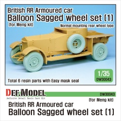 DEF.MODEL, British RR Armoured car balloon Sagged Wheel set- 1 for Meng 1/35 kit, DW30043, 1:35