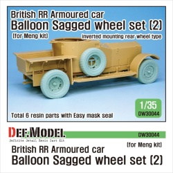 DEF.MODEL, British RR Armoured car balloon Sagged Wheel set- 2 for Meng 1/35 kit, DW30044, 1:35