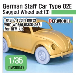 DEF.MODEL, WWII German staff car Type 82E Wheel set (3) (for RFM 1/35), DW30047, 1:35