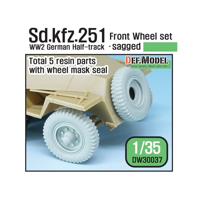 DEF.MODEL, DM30037, German Sd. kfz.251 Half-Track Sagged Front Wheel set , 1:35