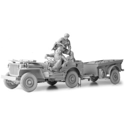 SOL,U.S.ARMY 1/4 ton 4x4 truck with Driver&Gun-FULL RESIN KIT,cat.no.MM338, 1:16