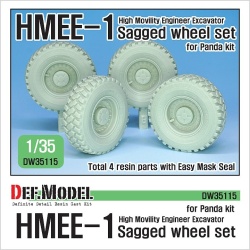 DEF.MODEL, U.S Cougar MRAP Sagged Wheel set (for Panda 1/35), DW35072, SCALE 1/35