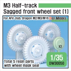 DEF. MODEL DW30050, US M2/M3 Half-Track Sagged Front Wheel set (for A SCALE 1:35