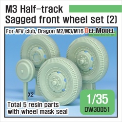DEF. MODEL DW30051, US M2/M3 Half-Track Sagged Front Wheel set 2 , SCALE 1:35