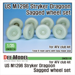 DEF. MODEL DW35114, US M1296 Stryker Dragoon Sagged Wheel set (for AFVclu, 1:35