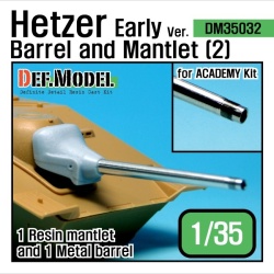 DEF.MODEL, DM35031, Hetzer Early version Barrel and Mantlet Set (1) for Academy 1/35