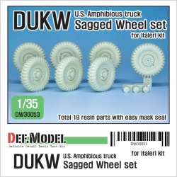 DEF. MODEL DW30053, WW2 U.S DUKW Amphibious truck Sagged wheel set (for Italeri ), SCALE 1:35
