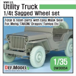 DEF. MODEL DW30052, US Dodge WC 4X4 truck Sagged Wheel set (for AFVclub, Italeri ), SCALE 1:35