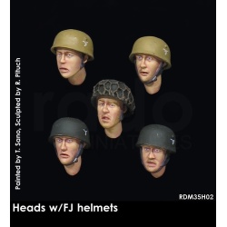 Rado Miniatures, RDM35H02, 5x Ger.Heads Wearing Fallschirmjaeger M38 Helme, 1/35