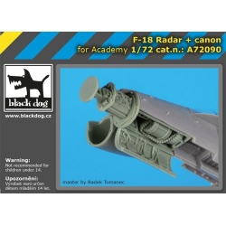 F-18 radar+canon for ACADEMY , cat.n.: A72090 , BLACK DOG, 1:72