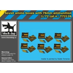 T72126, SCALE 1/72 Soviet ammo boxes with 76 mm ammunition, BLACK DOG