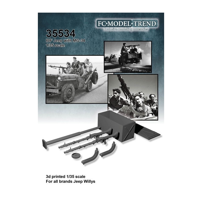 35534 IDF jeep with Mg 34, SCALE 1:35 FC MODEL TREND
