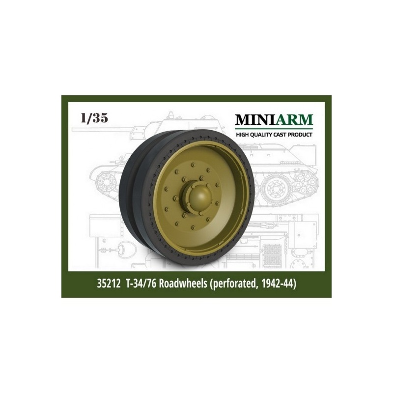 MINIARM, 1/35 , B35212 , T-34/76 Road wheels set Perforated tires (1942-44)