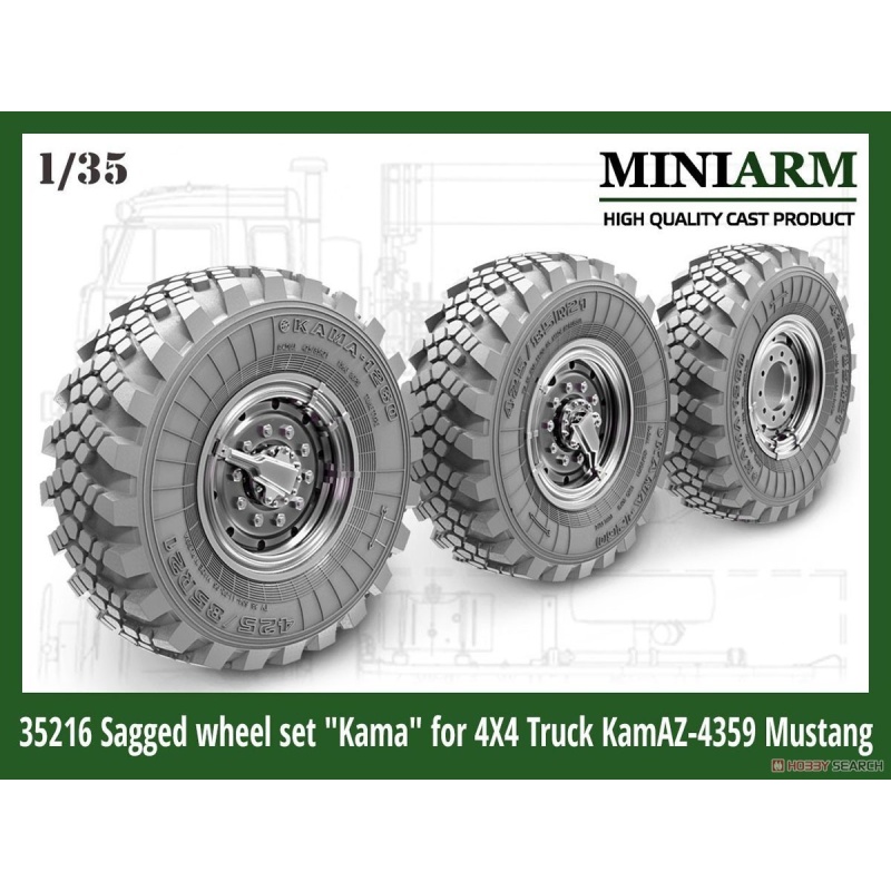MINIARM, 1/35 , B35216 ,Sagged wheel set "Kama" for 4X4 Truck Kamaz -4350 (4pcs)