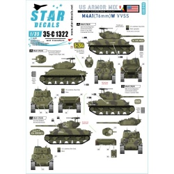 Star Decals, 35-C1323 US Armor Mix NO 5. M4A3 (76) W Sherman, SCALE 1/35