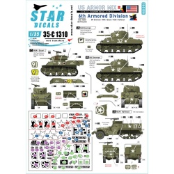 Star Decals 35-C1310, US Armored Mix NO 3. 15th Tank Bat., 6th Armored Div., 1/35
