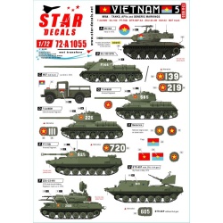 Star Decals 72-A1055, Vietnam NO 5. NVA North Vietnamese Tanks and AF, SCALE 1/72