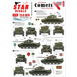 Star Decals, 72-A1074, British A34 Comet in WW2 and Cold War service, 1/72