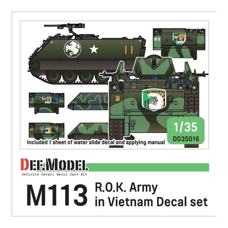 DEF.MODEL, DD35016, ROK Army M113 APC decal set in Vietnam, 1:35