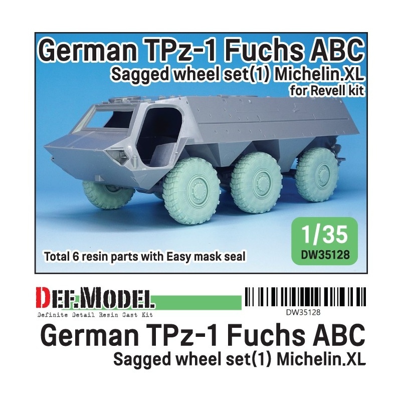 DEF. MODEL DW35126, German Man 5t. Mil gl Truck Sagged Wheel set(2) Continental HCS tires (for Hobbyboss /REVELL1/35), 1:35