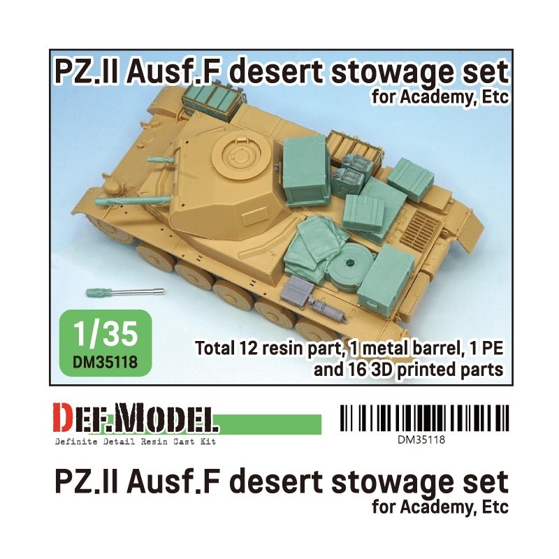 DEF. MODEL ,DM35118, WWII German Pz.II Ausf.F Desert stowage set for Academy kit,1:35