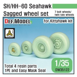 DEF.MODEL DW35122, SH/HH-60 Seahawk Sagged Wheel set (for Kittyhawk 1/35) ,1:35