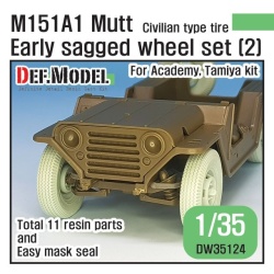 DEF.MODEL DW35124, M151A1 Mutt Jeep Early Sagged Wheel set (2) (for Aca/TAM,1:35