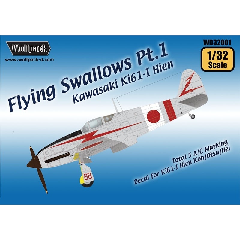 Wolfpack WD32001, Flying Swallows Pt.1 - Kawasaki Ki61-I Hien (DECAL SET), SCALE 1/32