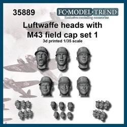 FC MODEL TREND 35889, Luftwaffe M43 beret heads, set 1, 3d printed, 1/35