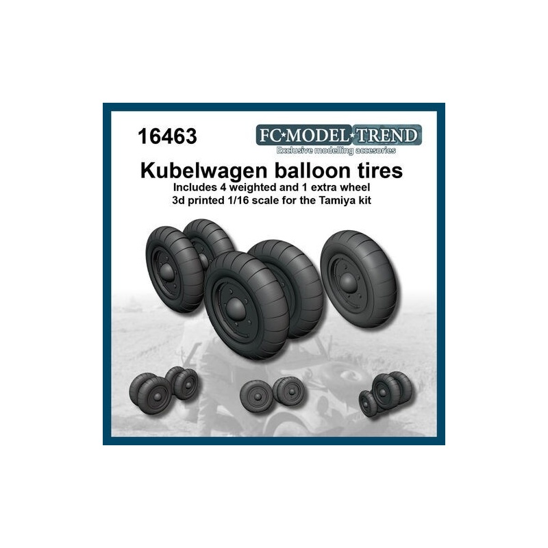 FC MODEL TREND 16463, Kubelwagen weighted desert tire wheels, 3d printed , 1/16