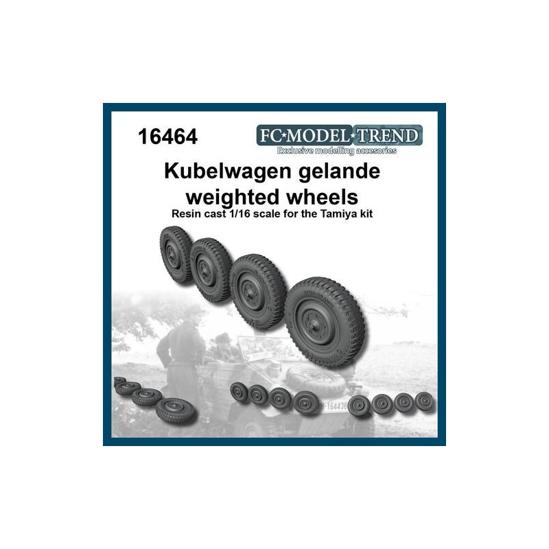 FC MODEL TREND 16464, Kubelwagen weighted wheels, 3d printed for TAMIYA, 1/16