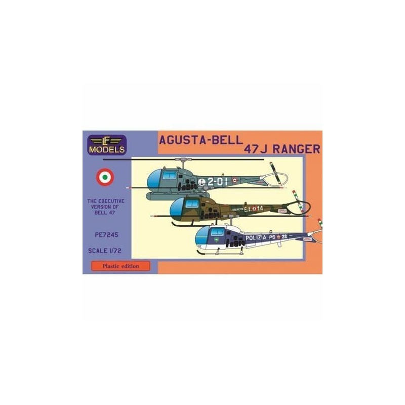 Augusta-Bell 47J Ranger ,Italy - Plastic Model Kit, PE7245 , LF MODELS, 1:72