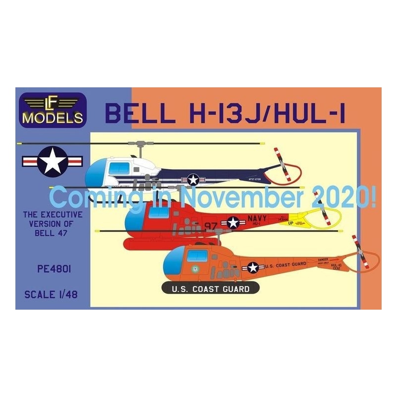 Bell H-13J/HUL-1 US Navy,US Coast Gua- Plastic Model Kit, PE4801,LF MODELS, 1:48