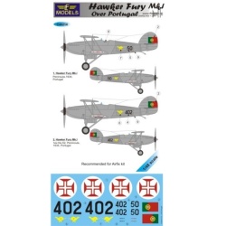 Hawker Fury Mk.I over Portugal - DECAL SET, LFC48214, LF MODELS, SCALE 1:48