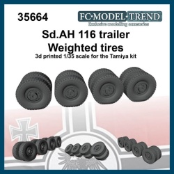 FC MODEL TREND 35664,Sd.AH 116 Ger. WWII trailer weighted wheels,3d printed,1/35