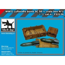 WW II Luftwaffe bomb Sc 50+crate box, F32126, BLACK DOG, 1:32