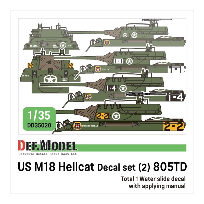 DEF. MODEL ,DD35020, US M18 Hellcat Decal set (2) - 805TD US The 3rd ARMY 805TD ,1:35