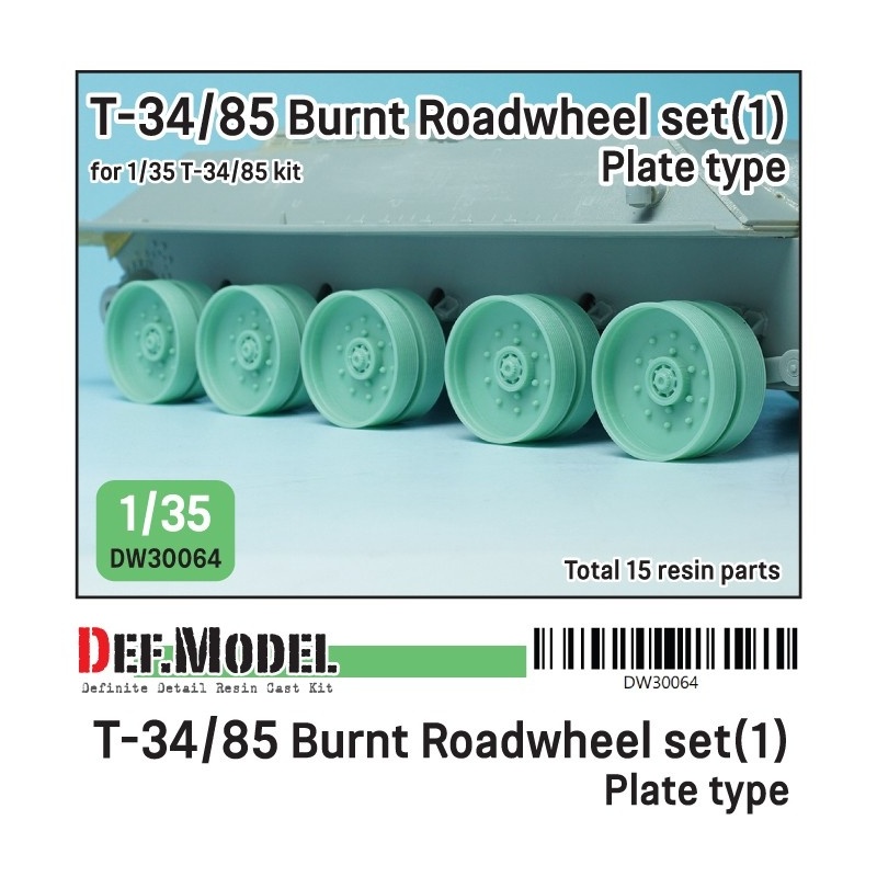 T-34/85 Burnt Roadwheel set(1)-Plate type (for T-34/85, DEF Model DW30064, 1/35