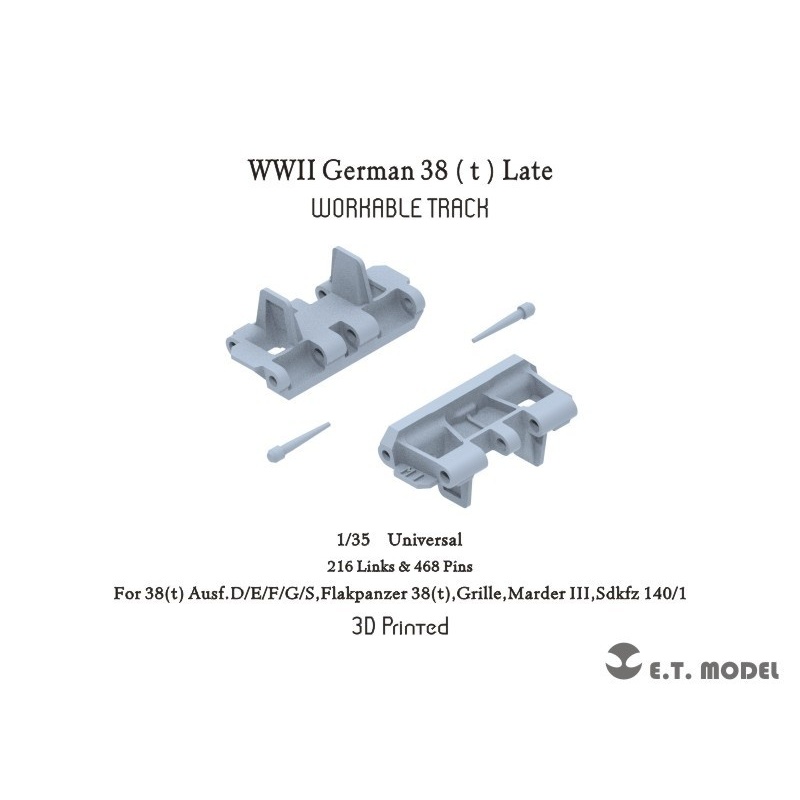 P35-007 WWII German 38（t）Late Workable Track(3D Printed), ETMODEL, 1/35