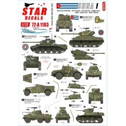 Star Decals, 72-A1103 Tanks & AFVs in Cuba NO 1. M4A3E8 Sherman, A34 Comet, Staghound, Greyhound,, 1/72